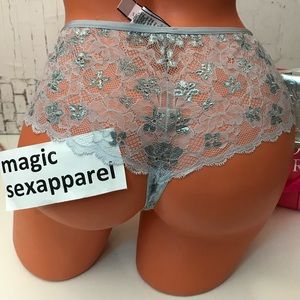 VS S M L XL SHINY FOIL WIDE SIDE THONG LACE PANTY